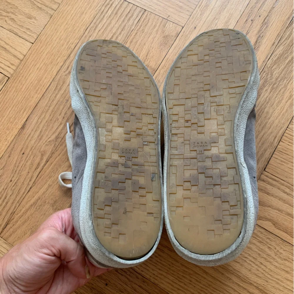 Zara - Grey Leather Sneakers - size 8/39 - Picture 11 of 12